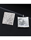 Fashion Silver Square Diamond Stud Earrings