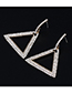 Fashion Rose Gold Diamond Geometric Triangle  Silver Needle Stud Earrings