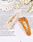 Fashion Pearl White Alloy Resin Crystal Triangle Hairpin