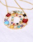 Fashion A Gold Copper Inlaid Zircon Letter Necklace