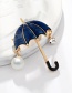 Fashion Navy Alloy Drop Oil Pearl Umbrella Brooch
