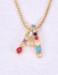 Fashion Color Matching Copper Inlaid Zircon Letter Necklace