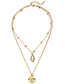Fashion Gold Diamond-colored Shell Color Double-layer Necklace