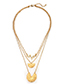 Fashion Gold Carved Round Piece Ecg Three-layer Necklace