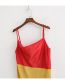 Fashion Red + Yellow Colorblocked Suspenders In A Split Dress