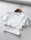 Fashion White Hem Stitching Round Neck T-shirt
