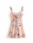 Fashion Pink Printed Wood Ear Strap Dress