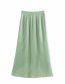 Fashion Green Pleated Irregular Hem Skirt