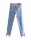 Fashion Blue Washed Hole Jeans