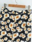 Fashion Black Daisy Printed Front-breasted Skirt