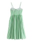 Fashion Green Striped Sling Single-breasted Halter Dress