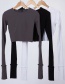 Fashion Black Double Cuffs Long Sleeve Short T-shirt