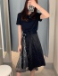 Fashion Black Irregular High Waist Stitching Sequined Skirt