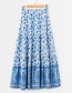 Fashion Blue Leaf Print Skirt