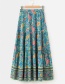 Fashion Blue Flower Print Strap Skirt