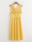 Fashion Yellow Cross Belt V-neck Dress