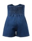 Fashion Navy Blue Washed Three Buckle High Waist Denim Shorts