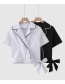 Fashion White Colorblock Lapel Shirt