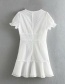 Fashion White Embroidered Single-breasted V-neck Dress