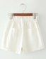 Fashion White Washed Denim Elastic Waist Double Pocket Shorts