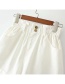 Fashion White Washed Denim Elastic Waist Double Pocket Shorts