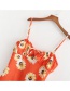 Fashion Orange Sun Flower Sling Open Back Dress