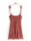 Fashion Jujube Red Sling Printed Chiffon Halter Dress