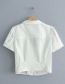 Fashion White Cuffed Collar Short Shirt