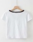 Fashion White Stitching V-neck Lace T-shirt