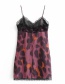 Fashion Leopard Lace Stitching Printed Strap V-neck Dress