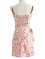 Fashion Pink Printed Sling Waist Dress (with Lining)