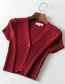 Fashion Red Wine V-neck T-shirt Cardigan