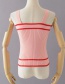 Fashion Pink Colorblocked Sling Single-breasted Halter Sweater