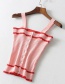 Fashion Pink Colorblocked Sling Single-breasted Halter Sweater