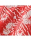 Fashion Red Flower Print Sling V-neck Halter Dress
