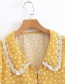 Fashion Ginger Yellow V-neck Small Flower Lace Doll Collar Shirt