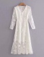 Fashion White Butterfly Embroidered Lace Dress