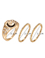 Fashion Gold Moon Star Diamond Ring Set Of 3
