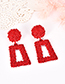 Fashion Rose Red Alloy Rectangular Earrings