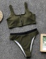 Fashion Armygreen Zipper Split Swimsuit