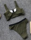 Fashion Armygreen Zipper Split Swimsuit