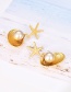 Fashion White Alloy Starfish Shell Pearl Earrings