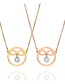 Fashion Compact Color Diamond Round Bow Necklace