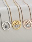 Fashion Compact Color Diamond Round Bow Necklace