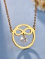 Fashion Rose Gold Diamond Round Bow Necklace