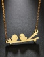 Fashion Gold Twig Two Bird Necklace