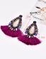 Fashion Pink + Purple Alloy Studded Tassel Earrings