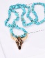 Fashion White Alloy Natural Stone Cow Head Necklace