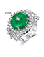 Fashion Silver Round Green Chalcedony Ring