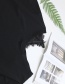 Fashion Black Small V-neck Lace Stitching Off-shoulder T-shirt